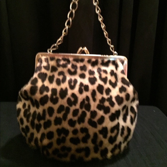 leopard fur purse